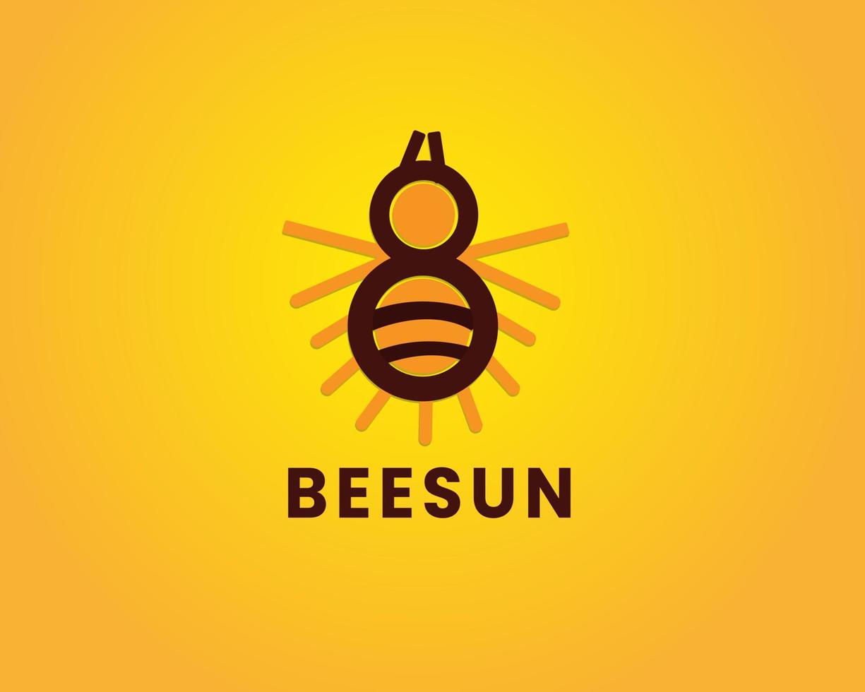 Biene mit Sonnenlogo-Designvektor vektor