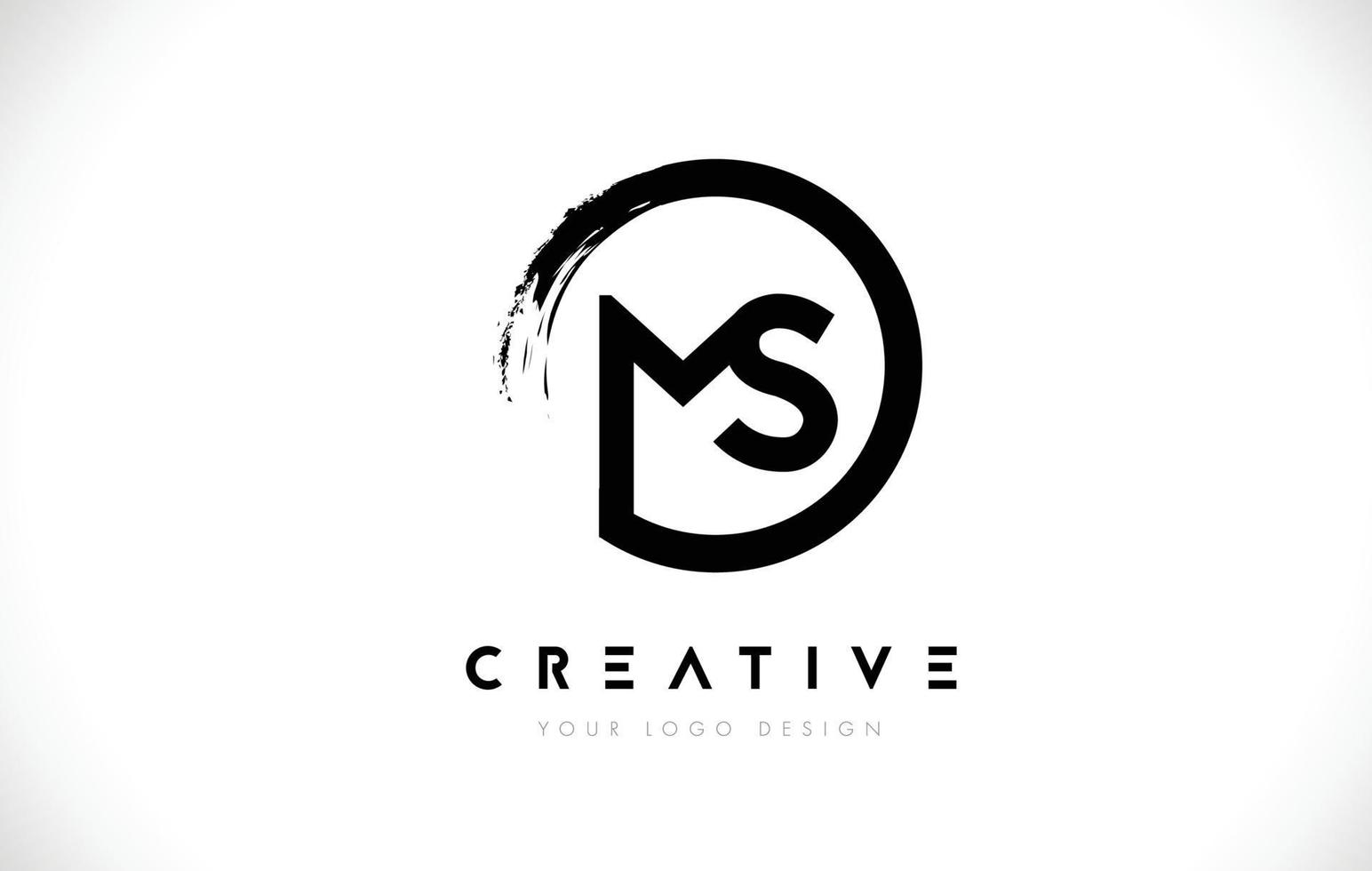 MS-Kreisbuchstabe-Logo mit Kreisbürstendesign und weißem Hintergrund. vektor