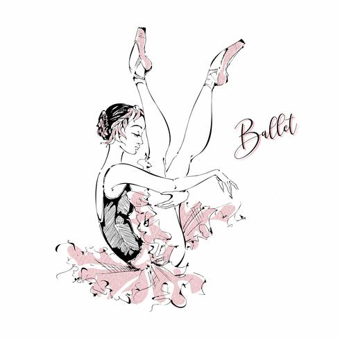 Unga ballerina. Dansare. Balett. Grafik. Vektor illustration.