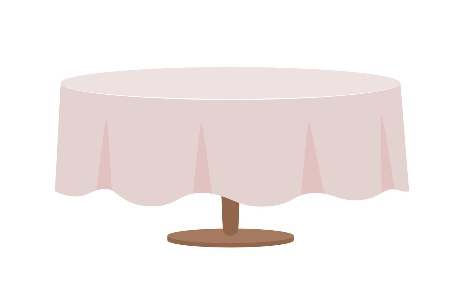 bord med vit bordsduk semi platt färg vektorobjekt vektor