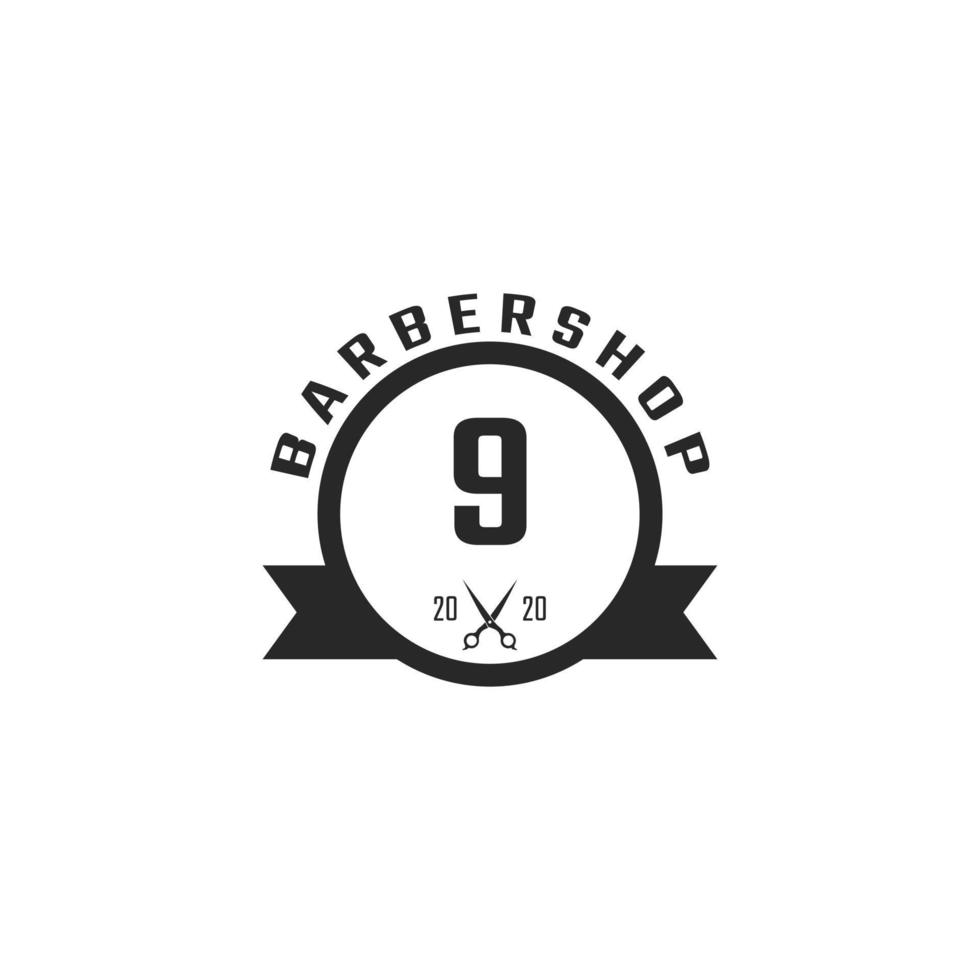 Nummer 9 Vintage Barber Shop Abzeichen und Logo-Design-Inspiration vektor