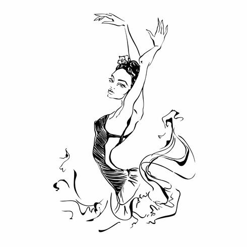 Ballerina. Dansare. Balett. Carmen. Grafik. Vektor illustration