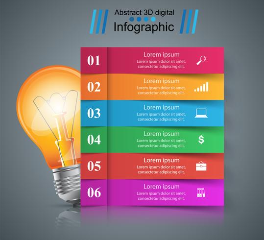 Infographik Design. Glühbirne, Licht-Symbol. vektor