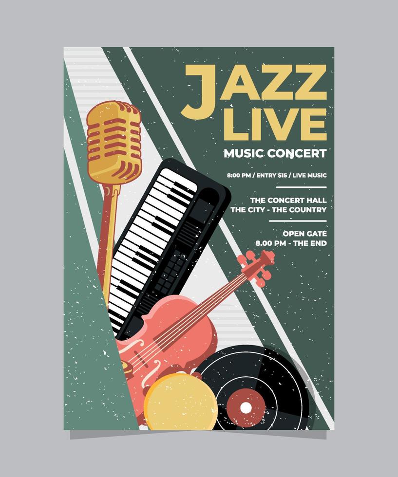 Vintage-Jazz-Konzert-Poster-Vorlage vektor