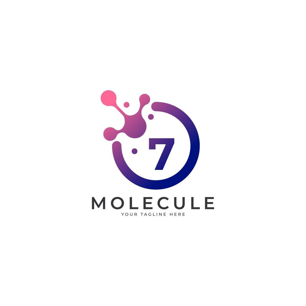 medizinisches Logo. Nummer 7-Molekül-Logo-Design-Vorlagenelement. vektor