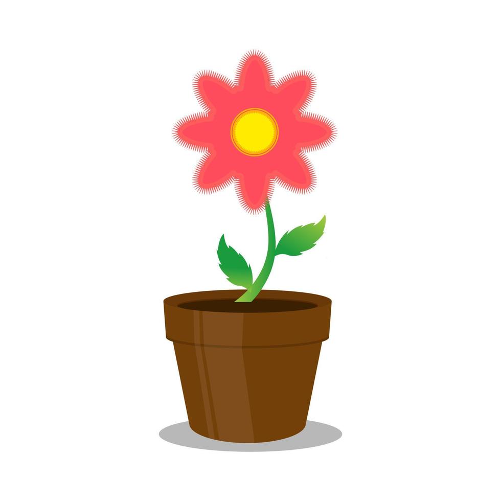 platt design, illustration av blommor i en vas, lämplig för mönster med växt- eller blomtema vektor