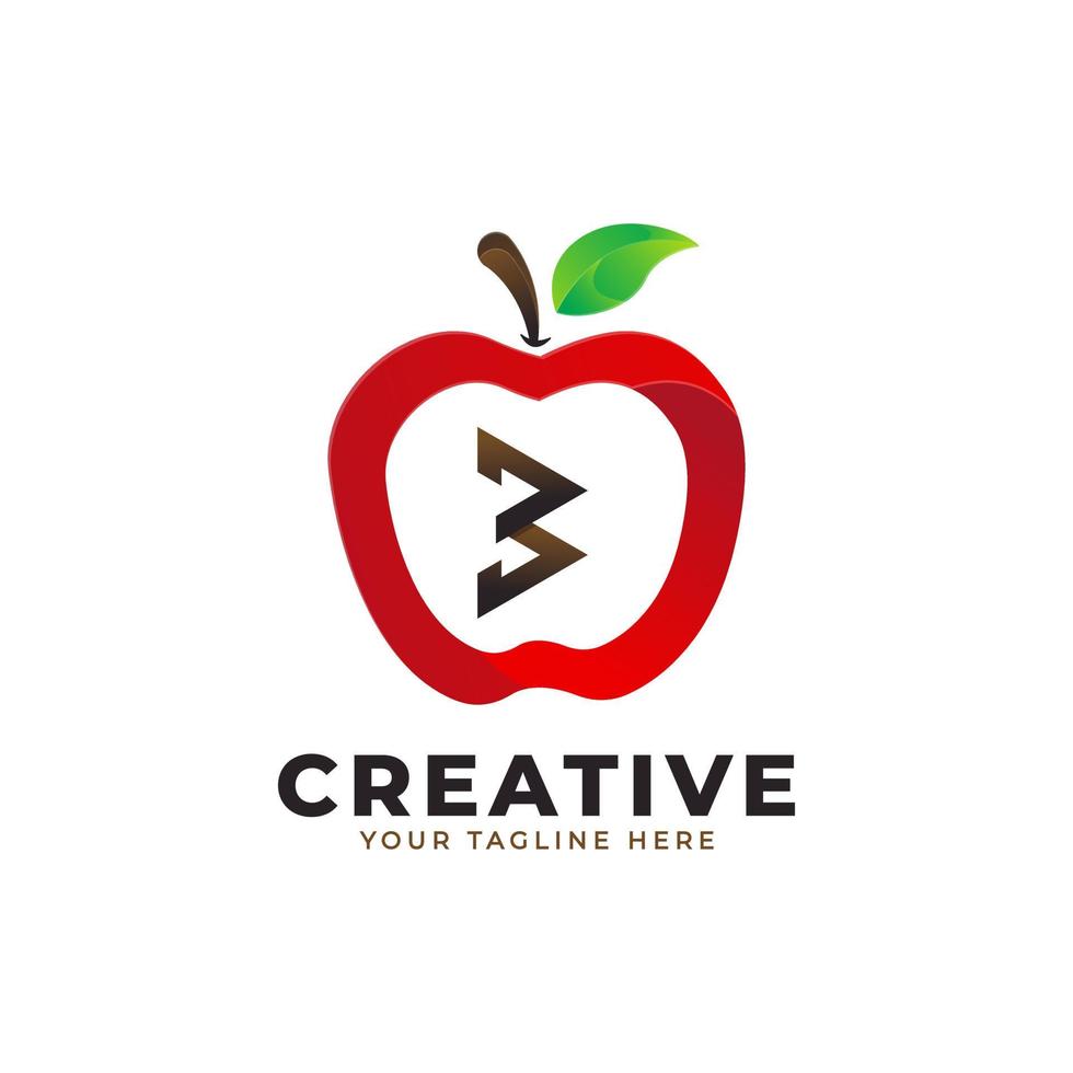 bokstaven b logotyp i färsk äppelfrukt med modern stil. varumärkesidentitet logotyper design vektor illustration mall