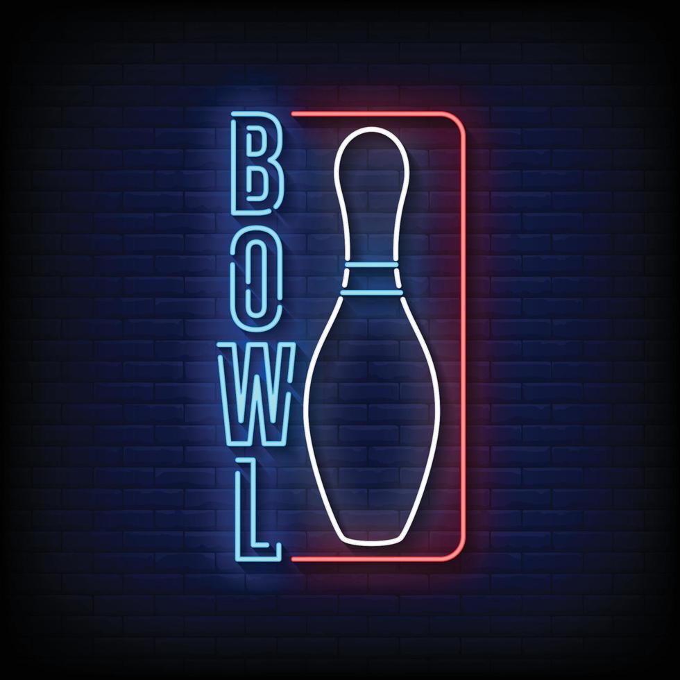 bowling neon skyltar stil text vektor