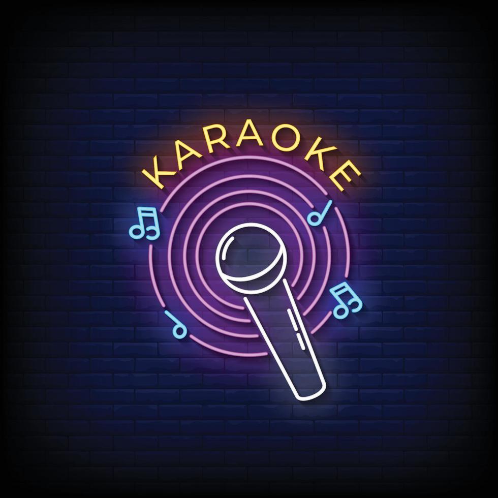 karaoke neonskyltar stil text vektor