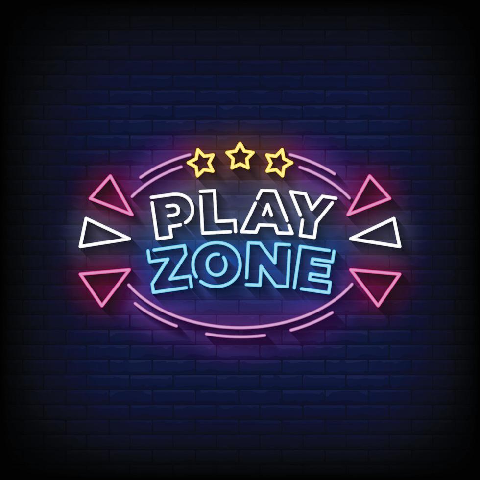 Spielzone Neonzeichen Stil Textvektor vektor