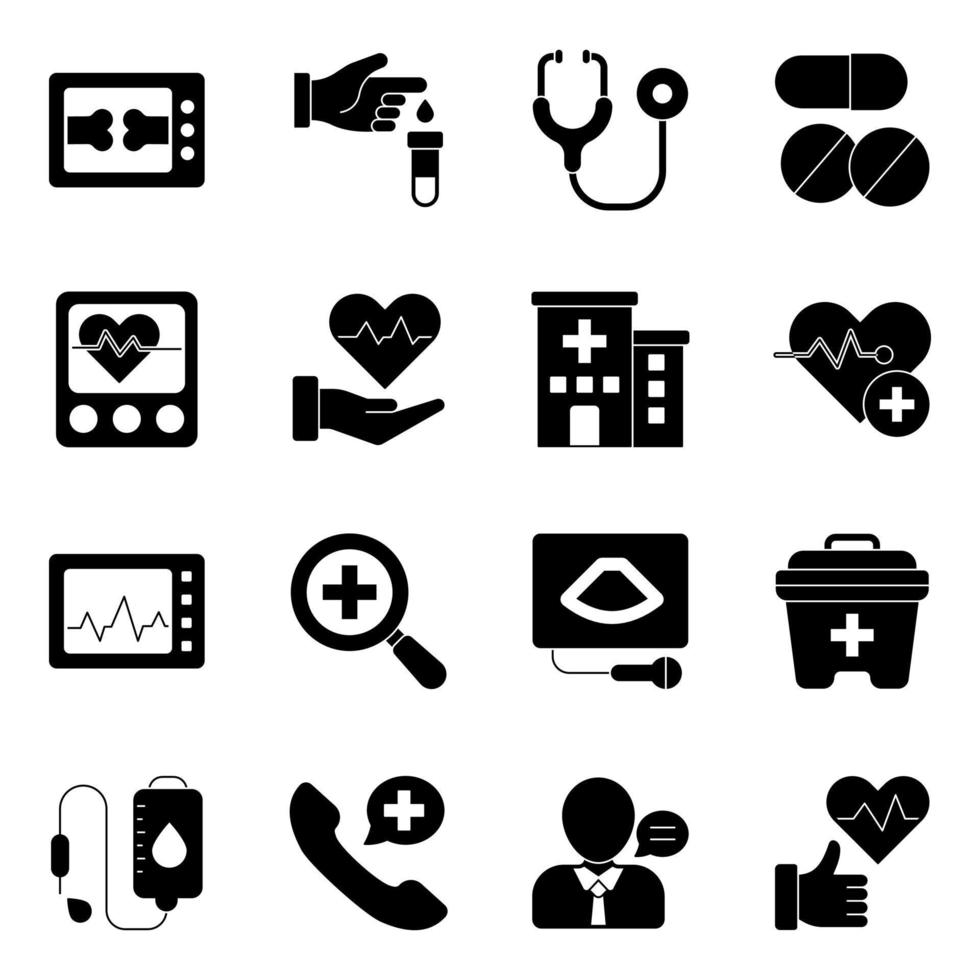 Packung mit Symbolen für Medizin und Gesundheitswesen vektor