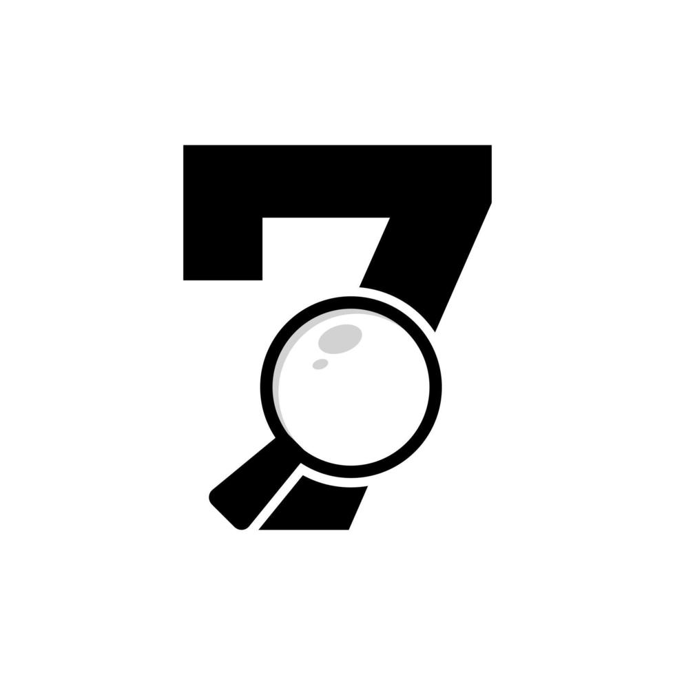sök logotyp. nummer 7 förstoringsglas logotyp design vektor