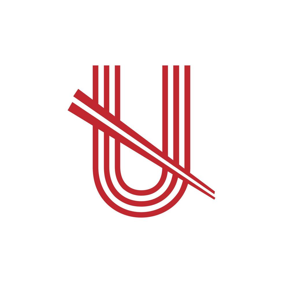 bokstaven u japanska nudlar vektor logotypsymbol. lämplig för japanska restauranger logotyp inspiration.