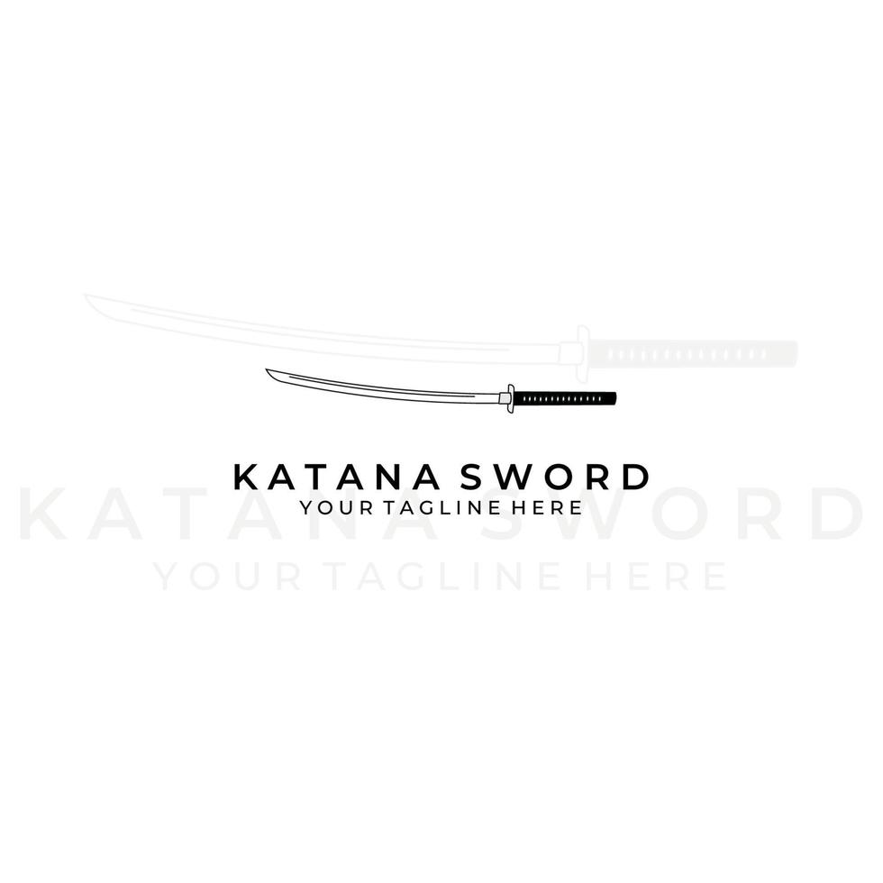 katana svärd logotyp design vektor illustration konst samurajer traditionell ninja kultur japansk fighter strid krig asiatisk