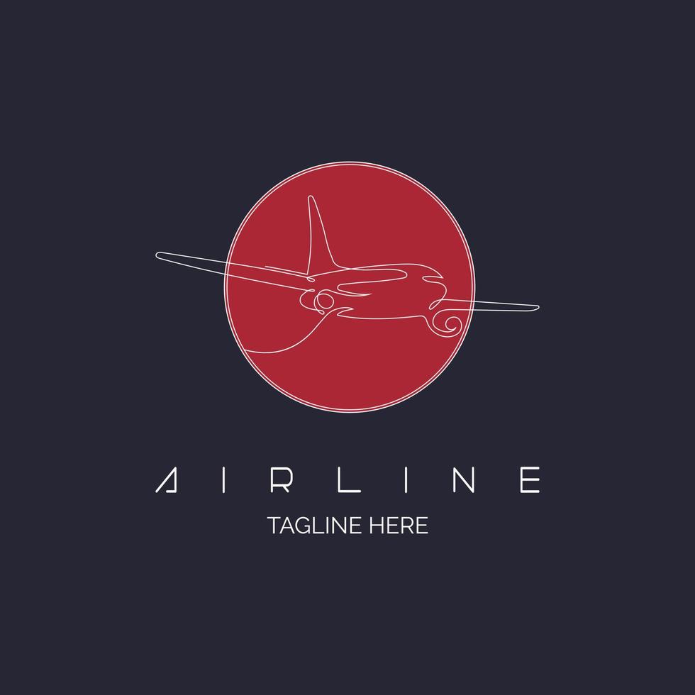 Logo-Designvorlage für Flugzeuge im Linienstil für Marken oder Unternehmen und andere vektor