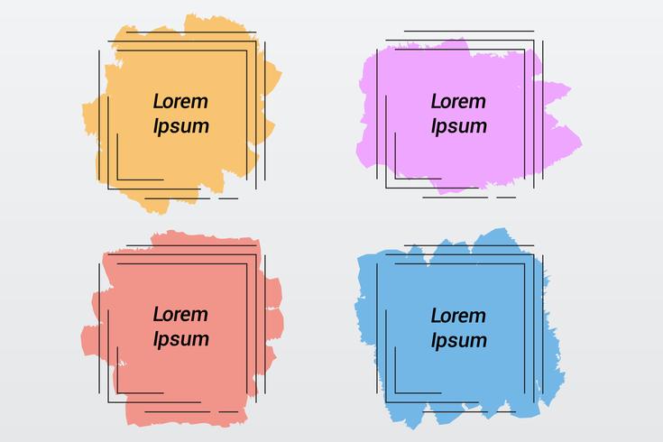 Färg pastellborste fläckramar av kvadratiska former, borstslag, banderoller, gränser vektor