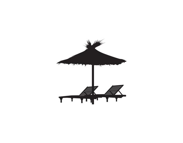 Däckstol paraply sommar strand semester symbol ikon. vektor