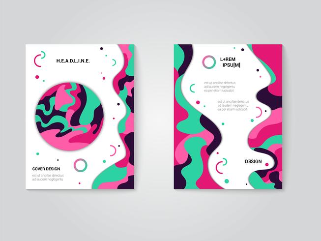 Modern broschyr täcker set, futuristisk design med trendiga färger vektor