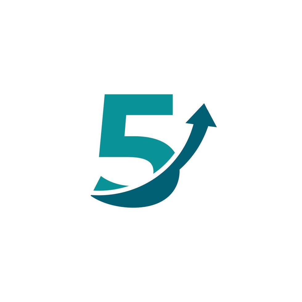 nummer 5 pil upp logotyp symbol. bra för företag, resor, start-up, logistik och grafiska logotyper vektor