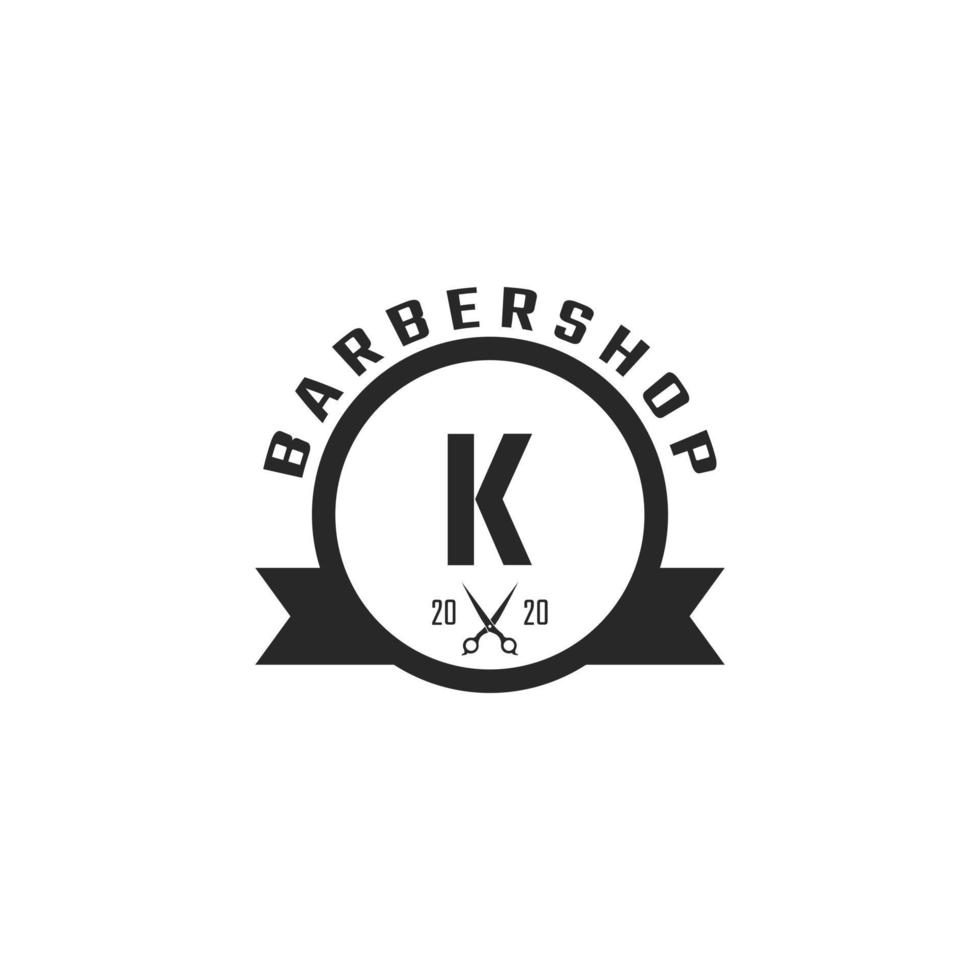 buchstabe k vintage friseurladen-abzeichen und logo-design-inspiration vektor