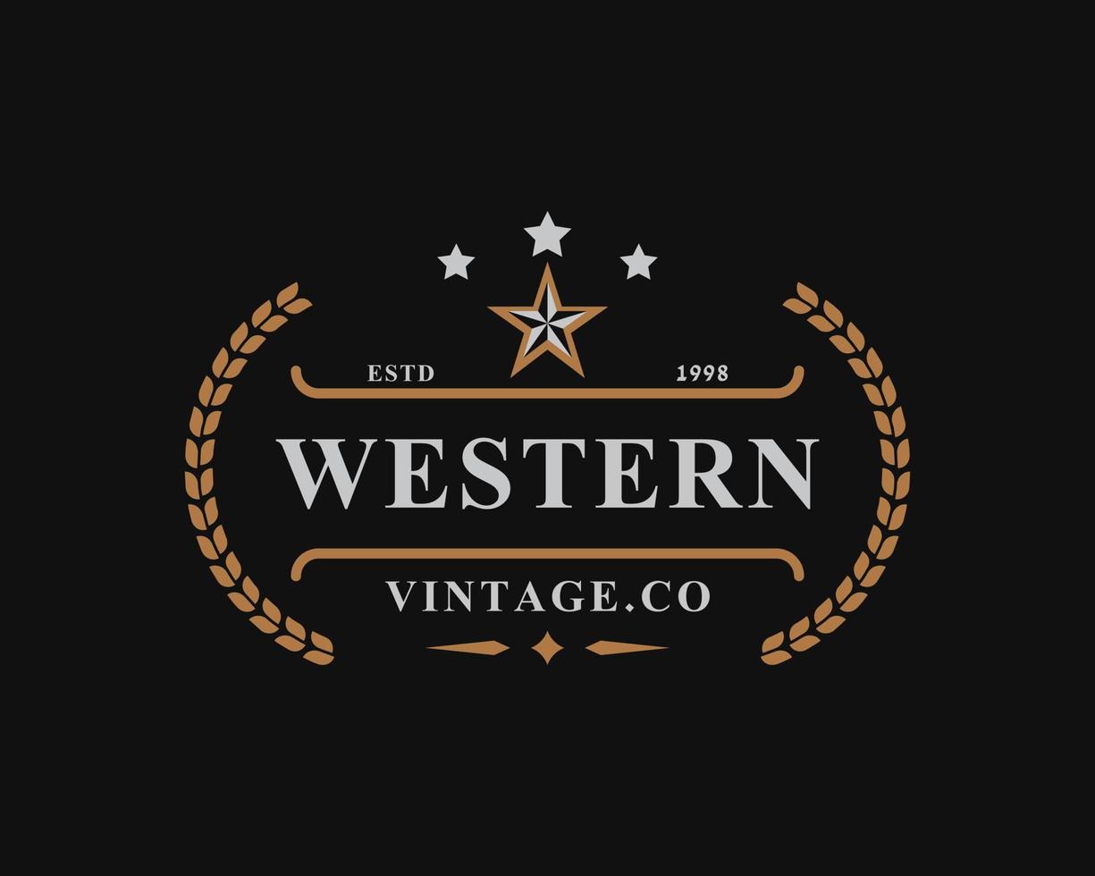 Vintage-Retro-Abzeichen für Western-Land-Emblem Texas-Logo-Design-Vorlagenelement vektor