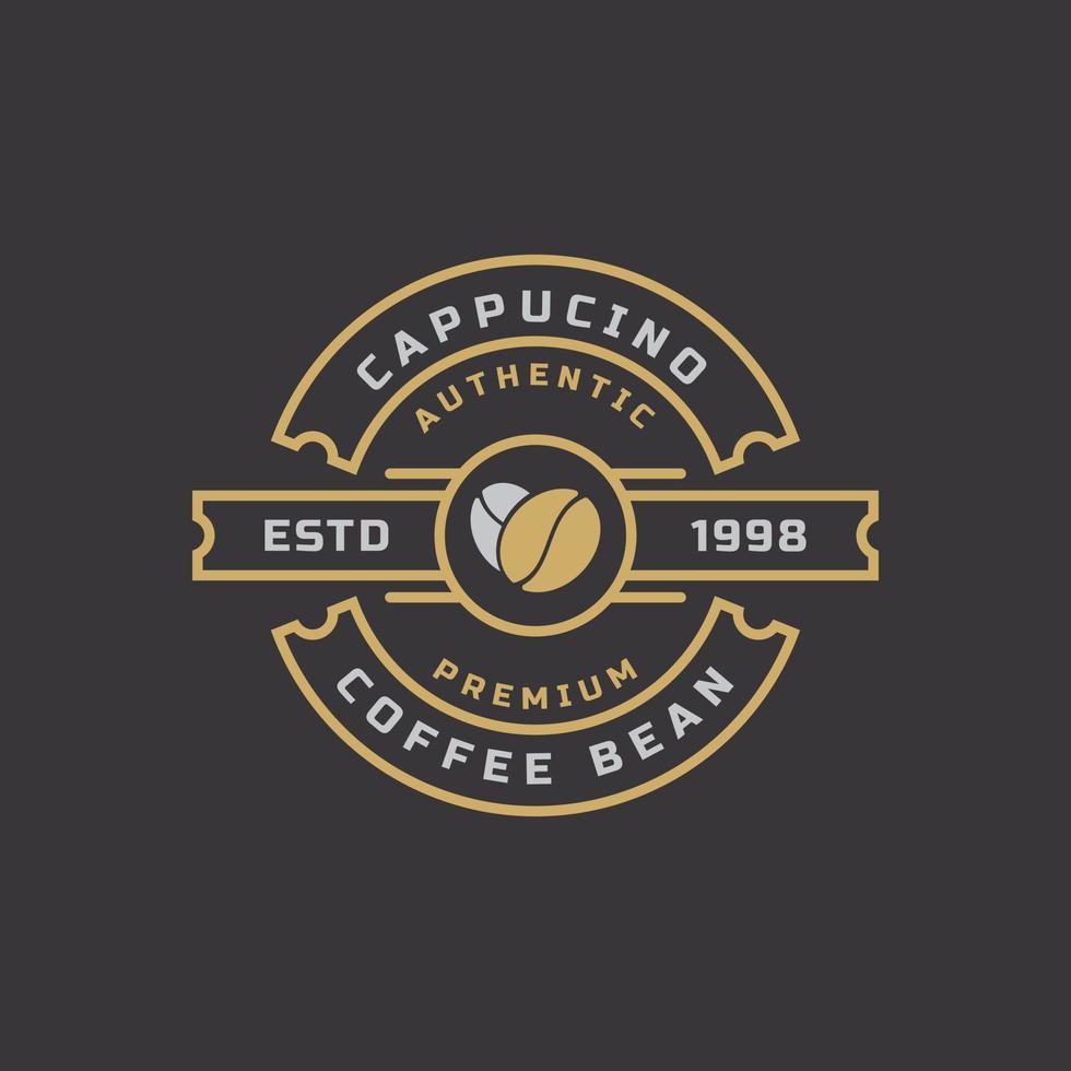 Vintage Retro-Abzeichen für Café-Logo mit Kaffeebohnen-Symbol-Design-Vorlagenelement vektor