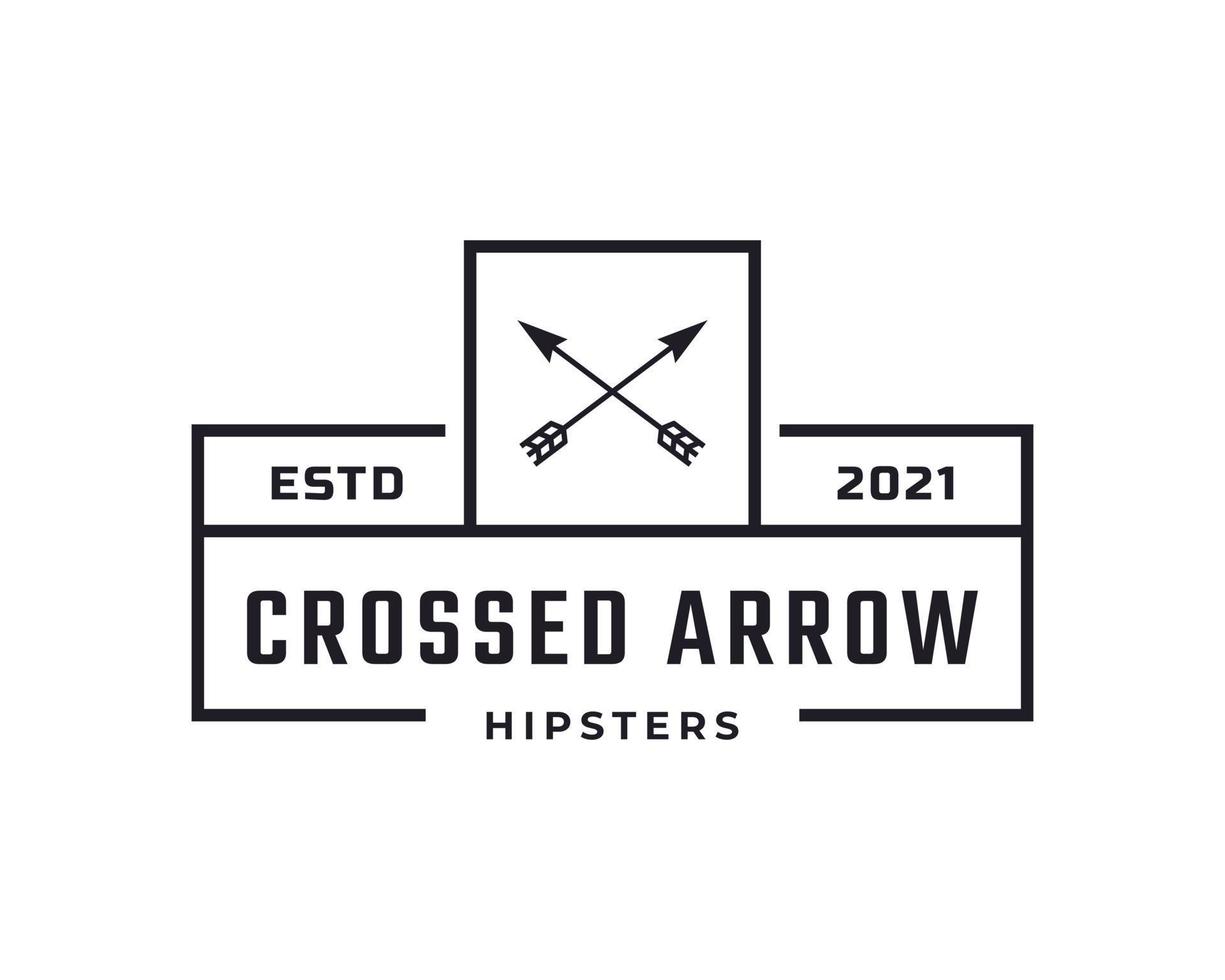 klassisk vintage retro etikett märke för korsade pilar rustik hipster stämpel logotyp design inspiration vektor