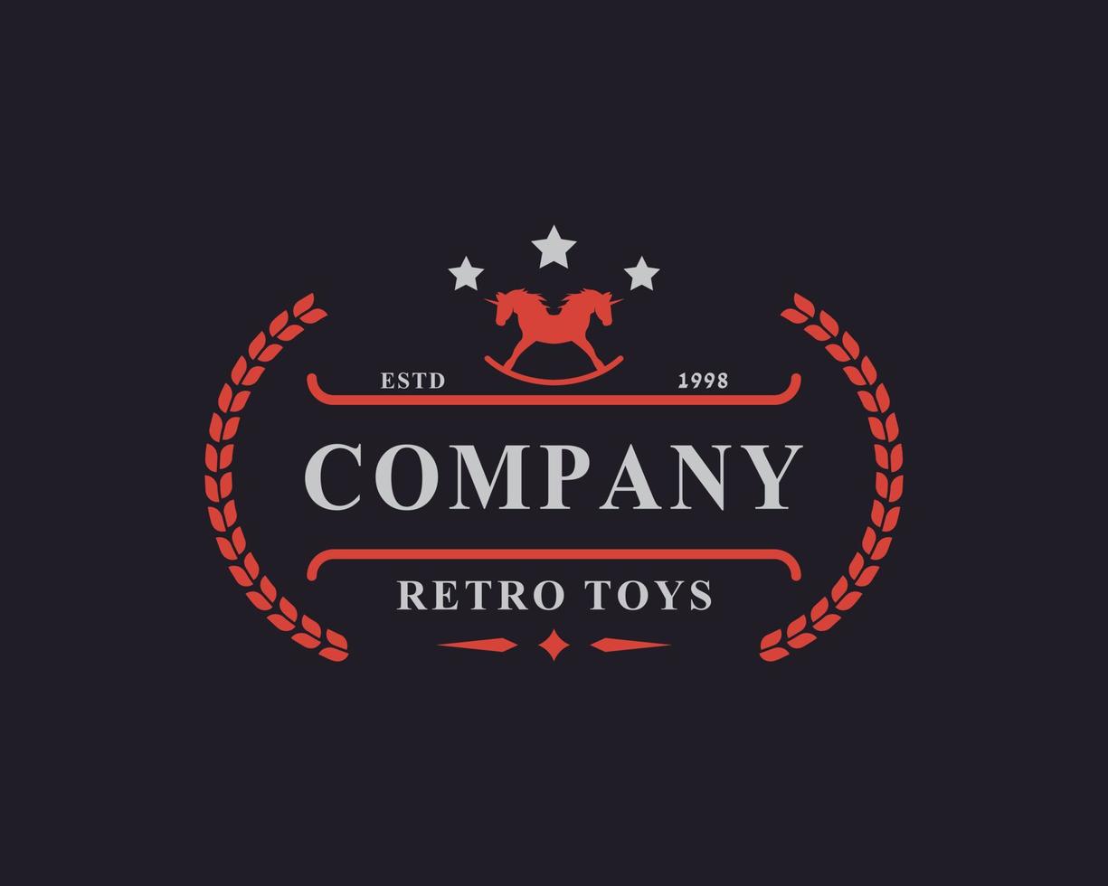 vintage retro märke för leksaker och souvenir logotyp designmall element vektor