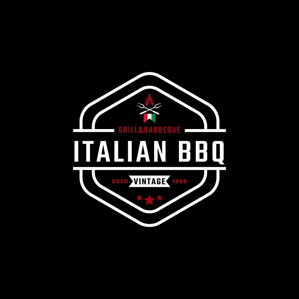 klassisk vintage retro etikett märke emblem italiensk grill grill logo design inspiration vektor