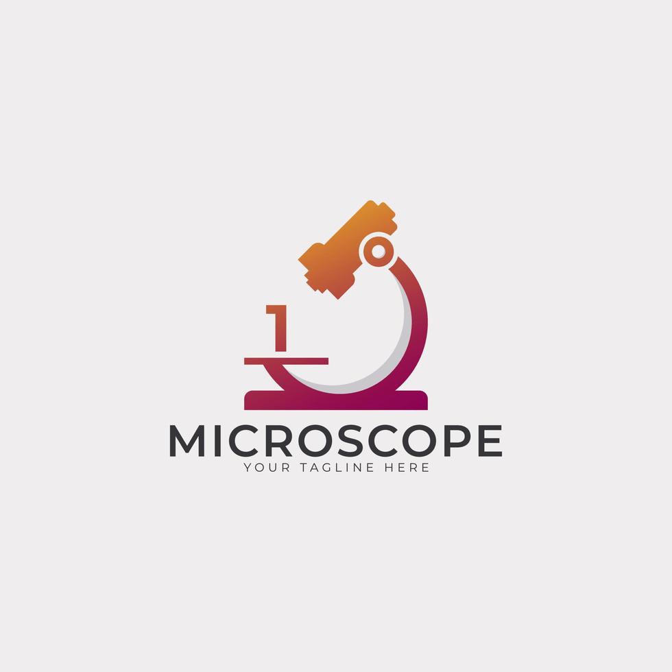 Labor-Logo. Nummer 1 Mikroskop-Logo-Design-Vorlagenelement. vektor