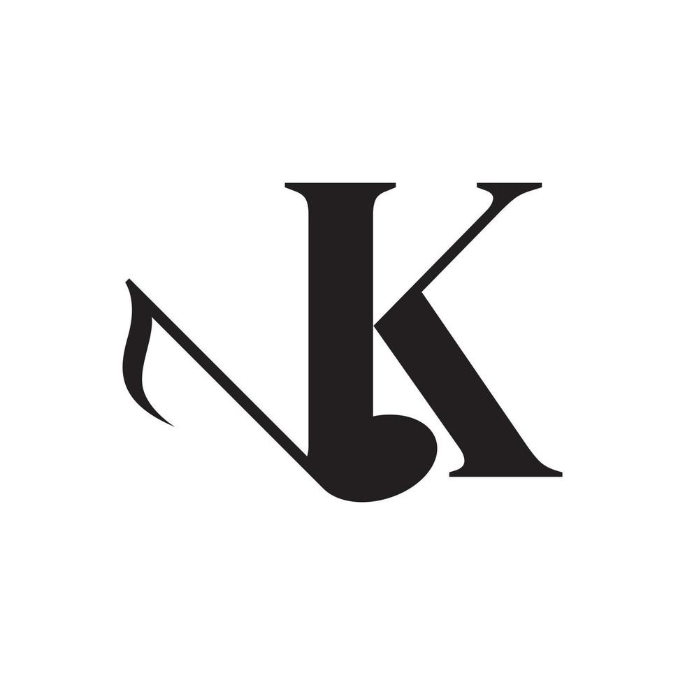 buchstabe k mit musik-key-note-logo-gestaltungselement. verwendbar für Geschäfts-, Musik-, Unterhaltungs-, Schallplatten- und Orchesterlogos vektor