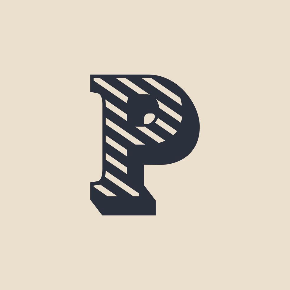 Buchstabe p Retro-Vintage-Hipster-Vektor-Logo-Design-Vorlage Inspiration vektor