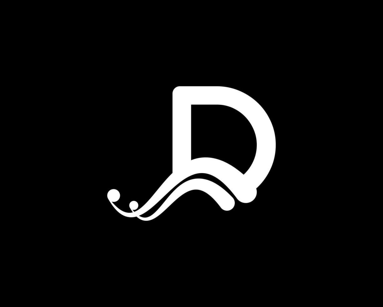 Firmenbuchstabe d-Logo mit kreativem Swoosh-Flüssigkeitssymbol in schwarzer Farbe, Vektorvorlagenelement vektor