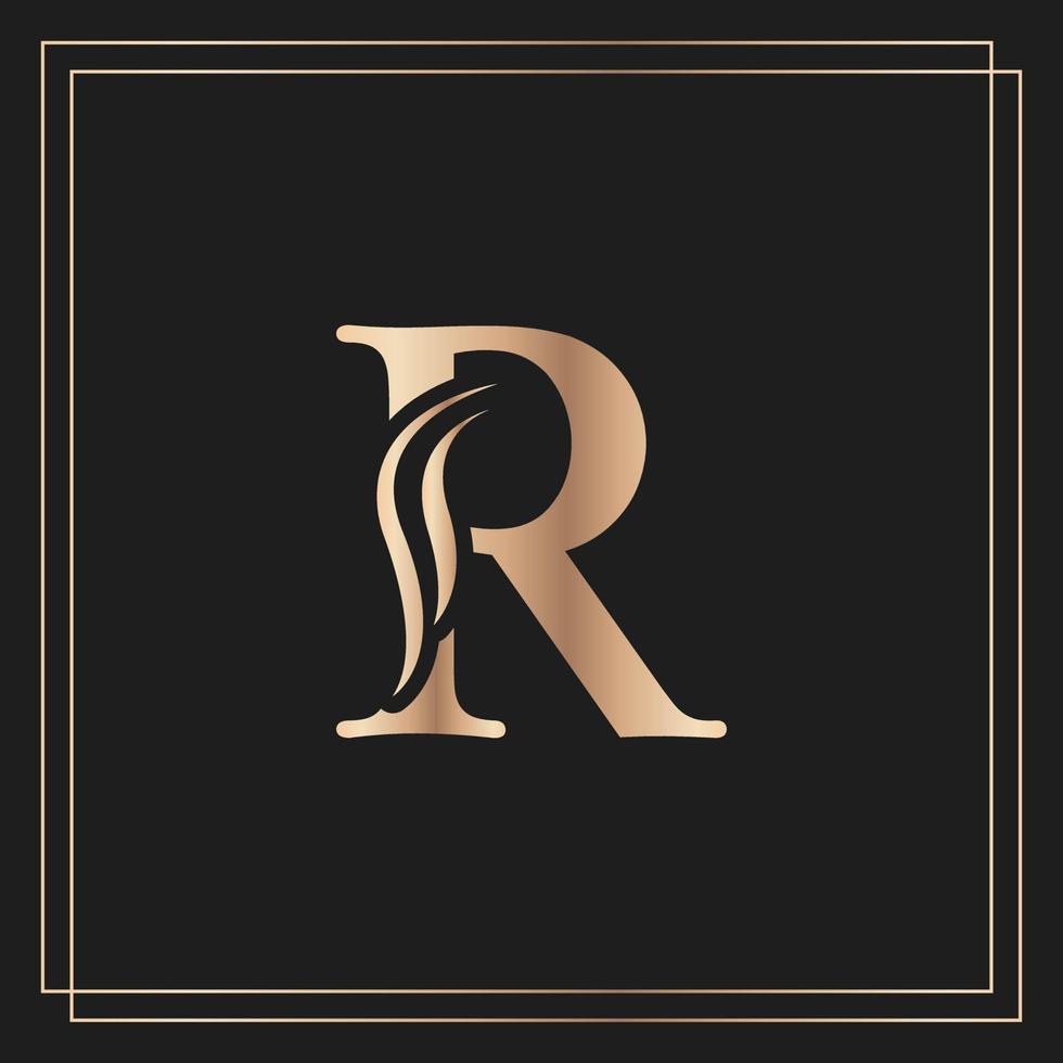 eleganter buchstabe r anmutiges königliches kalligraphisches schönes logo. vintage gold gezeichnetes emblem für buchdesign, markenname, visitenkarte, restaurant, boutique oder hotel vektor