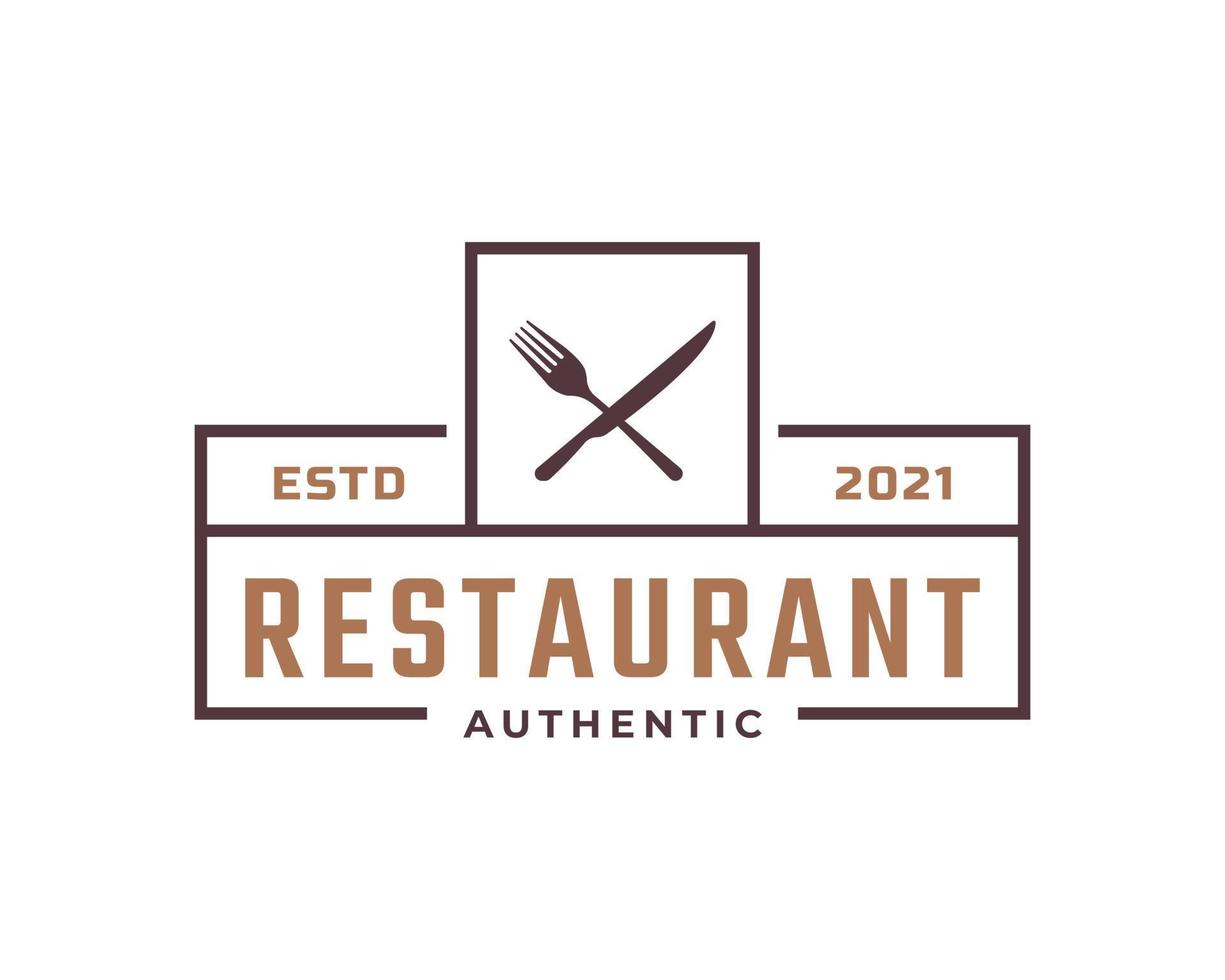 klassisk vintage märke korsad sked gaffel kniv rustik vintage retro för kök mat meny maträtt restaurang logotyp design inspiration vektor