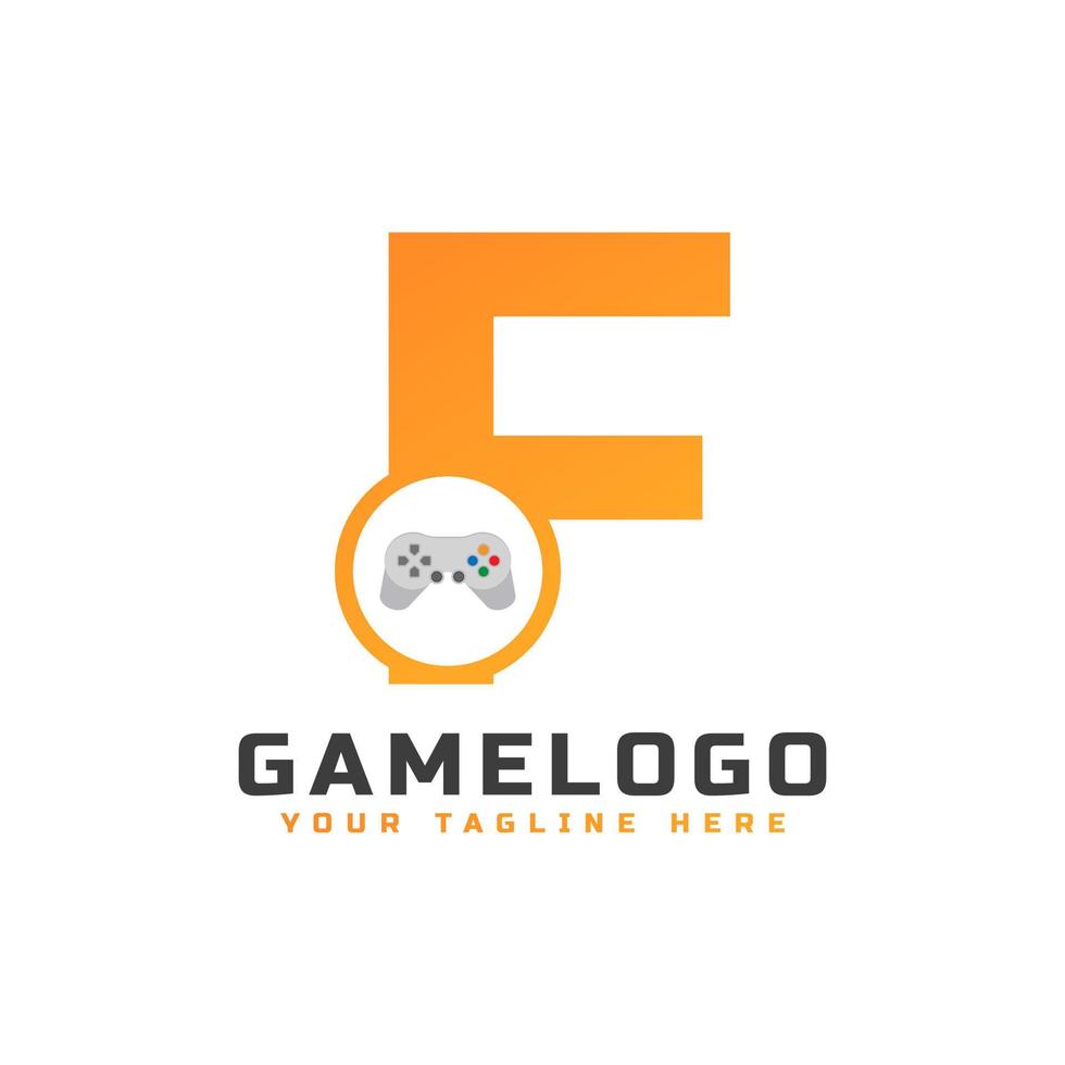 Anfangsbuchstabe f mit Spielkonsolensymbol und Pixel für Gaming-Logo-Konzept. verwendbar für Unternehmens-, Technologie- und Spielestart-Anwendungslogos. vektor