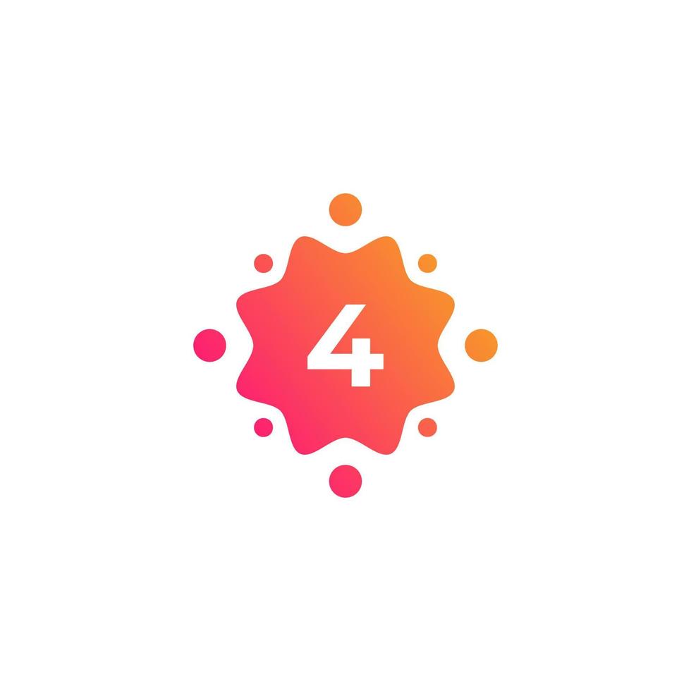 smarte und kreative nummer 4 logo designvorlage mit punkten oder punkten. geometrisches Punktkreis-Wissenschafts-Medizin-Zeichen. universelles Energie-Tech-Planeten-Stern-Atom-Vektor-Symbol-Element vektor