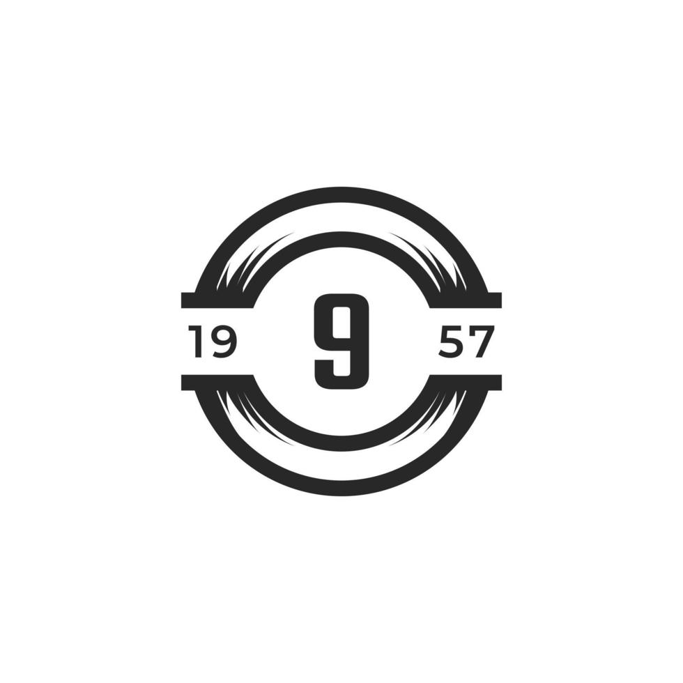 Vintage-Abzeichen Nummer 9 Logo-Design-Vorlagenelement. geeignet für identität, etikett, abzeichen, café, hotelikonenvektor vektor