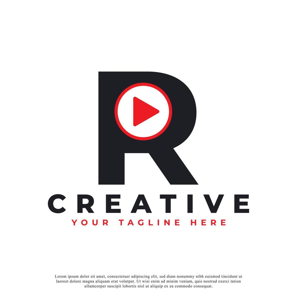 kreativa moderna spela bokstaven r-ikonen. musik- och videologotypelement. användbar för företags- och tekniklogotyper. vektor