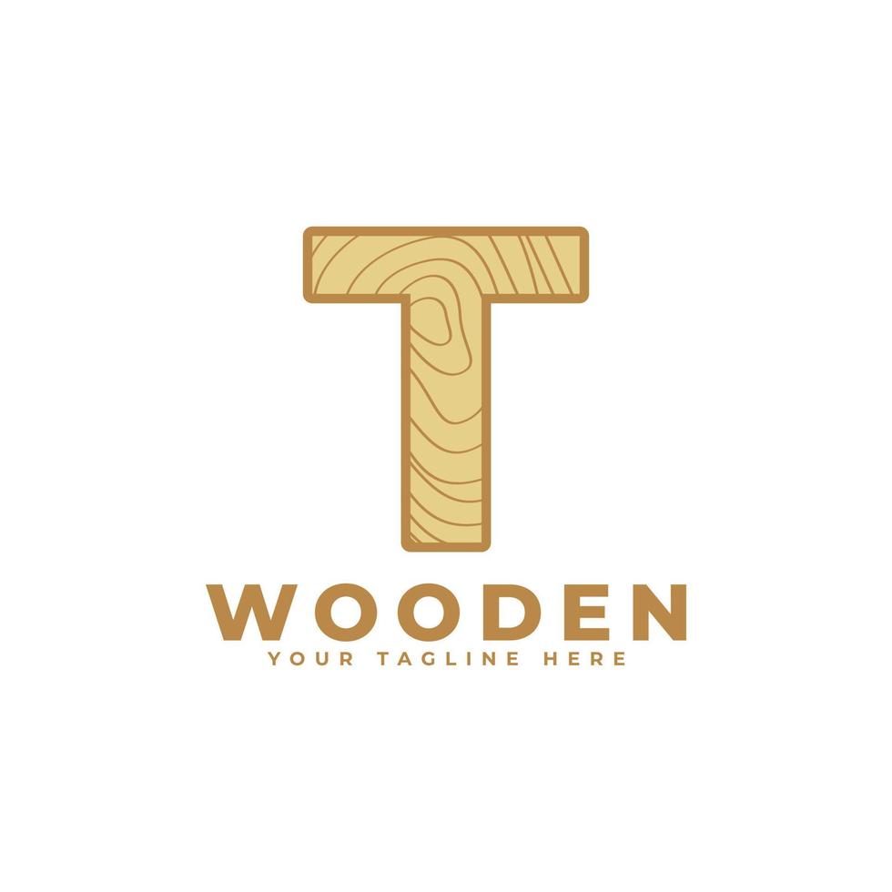 bokstaven t med trä textur logotyp. användbar för företag, arkitektur, fastigheter, konstruktion och byggnadslogotyper vektor