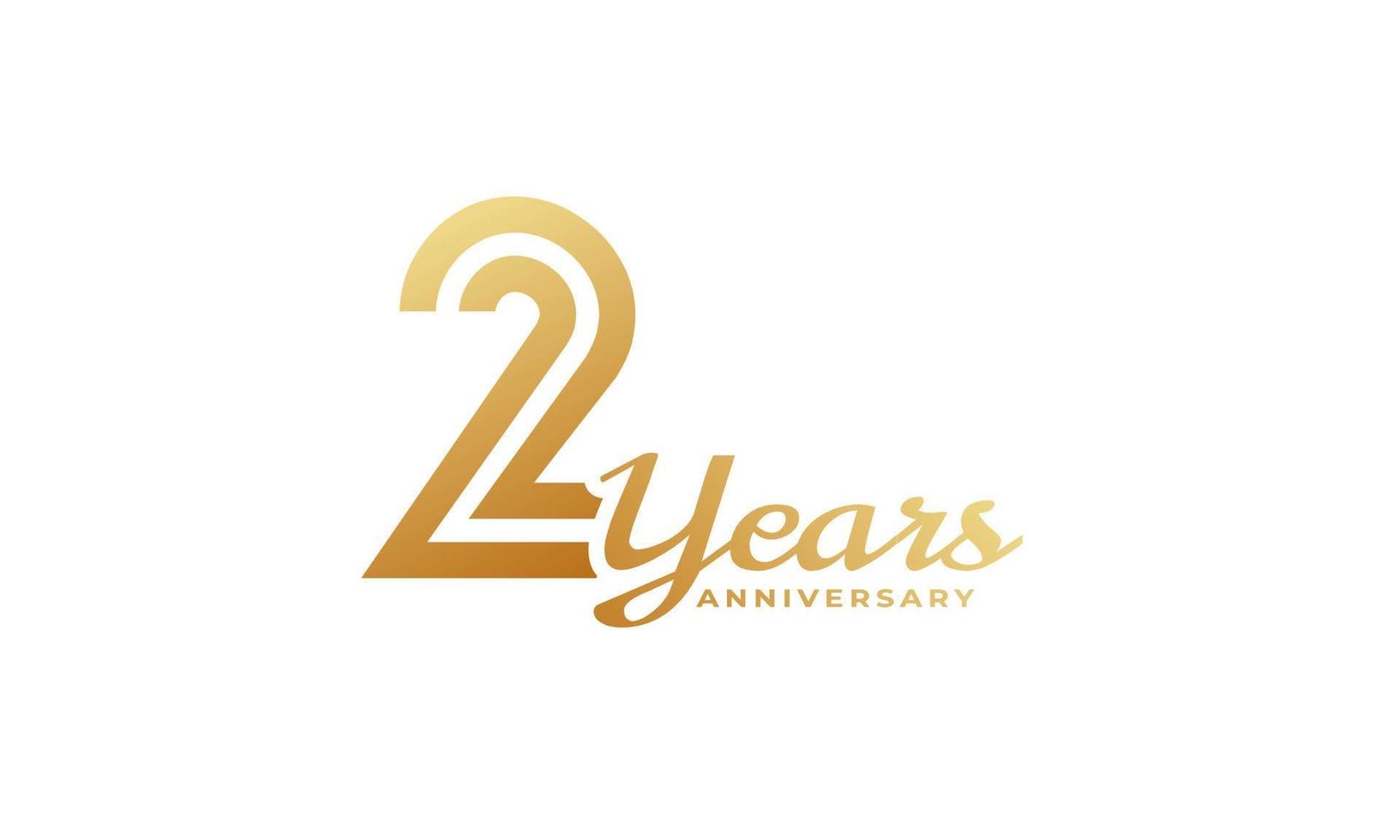 2-jährige Jubiläumsfeier mit goldener Farbe der Handschrift für Feierereignis, Hochzeit, Grußkarte und Einladung lokalisiert auf weißem Hintergrund vektor