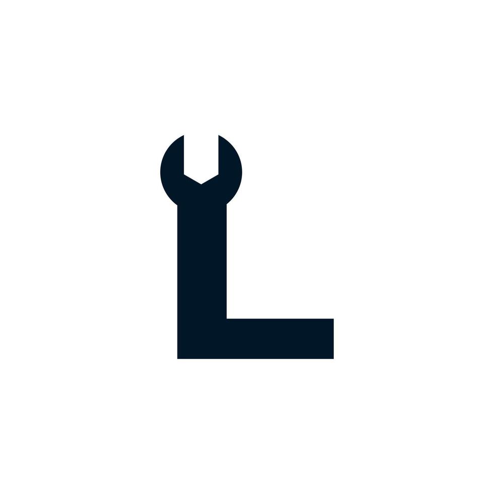första bokstaven l skiftnyckel logotyp design inspiration vektor