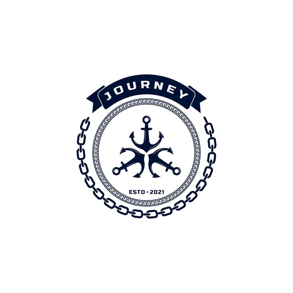 vintage nautiskt ankaremblem. ankare marina märken fartyg båt logotyp designmall element vektor