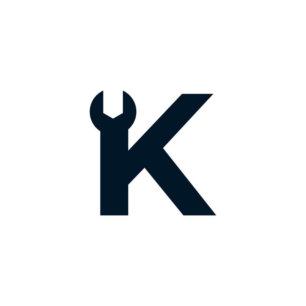 första bokstaven k skiftnyckel logotyp design inspiration vektor