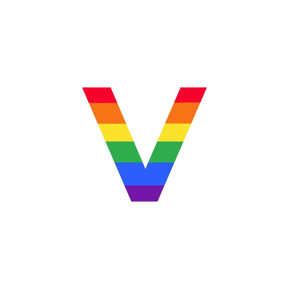 bokstaven v färgad i regnbågsfärg logotypdesign inspiration för hbt-koncept vektor