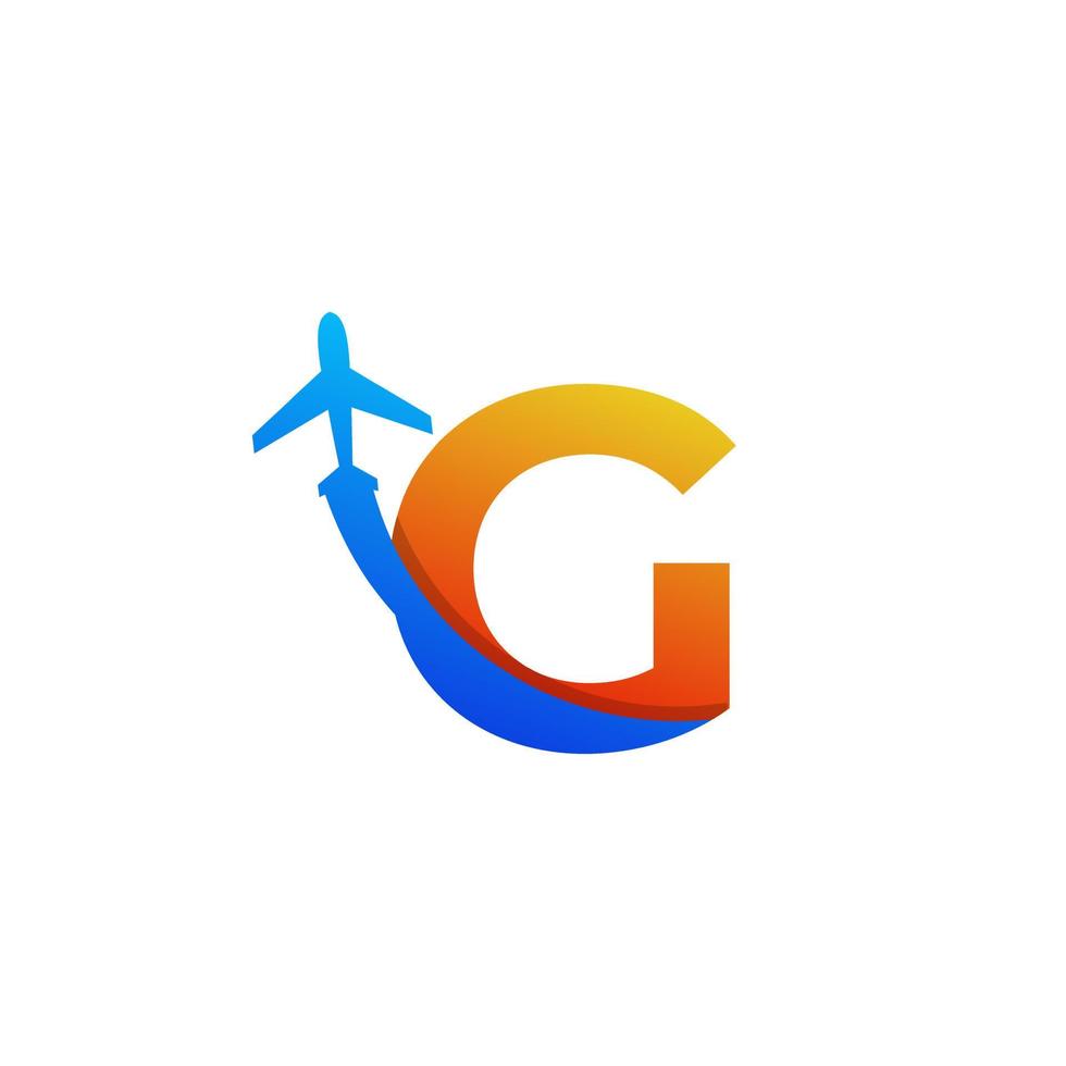 första bokstaven g resa med flygplan flyg logotyp designmall element vektor