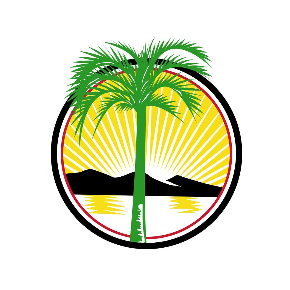 kunglig palm med strand och berg vektor
