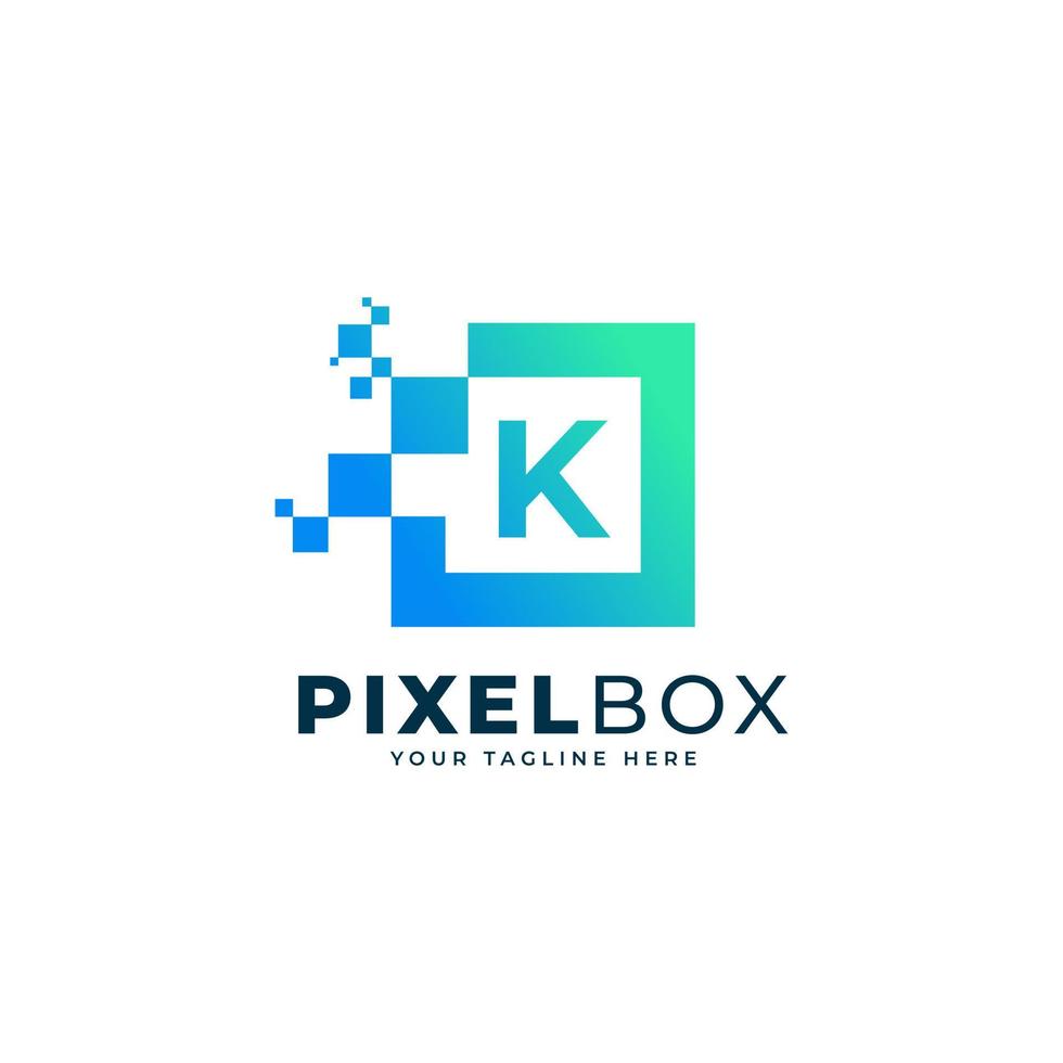 Anfangsbuchstabe k digitales Pixel-Logo-Design. geometrische Form mit quadratischen Pixelpunkten. verwendbar für Geschäfts- und Technologielogos vektor