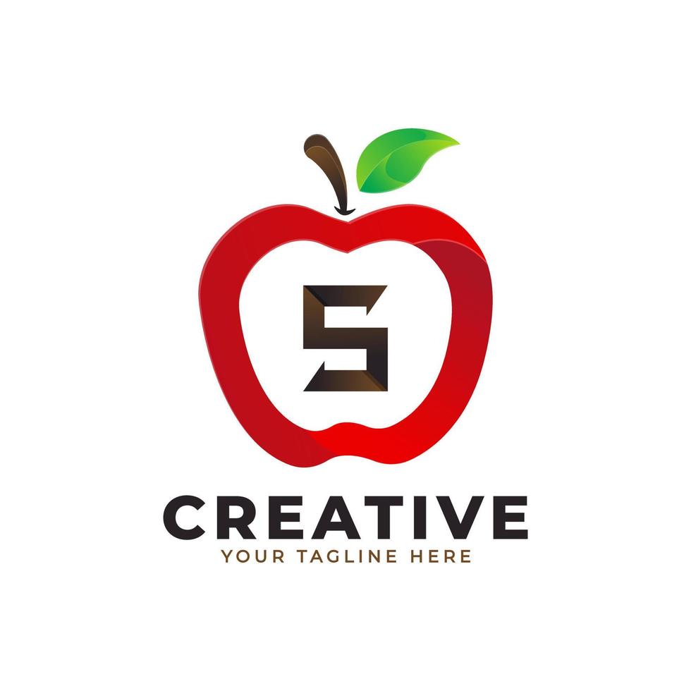 buchstabe s logo in frischer apfelfrucht mit modernem stil. Markenidentitätslogos entwerfen Vektorillustrationsschablone vektor