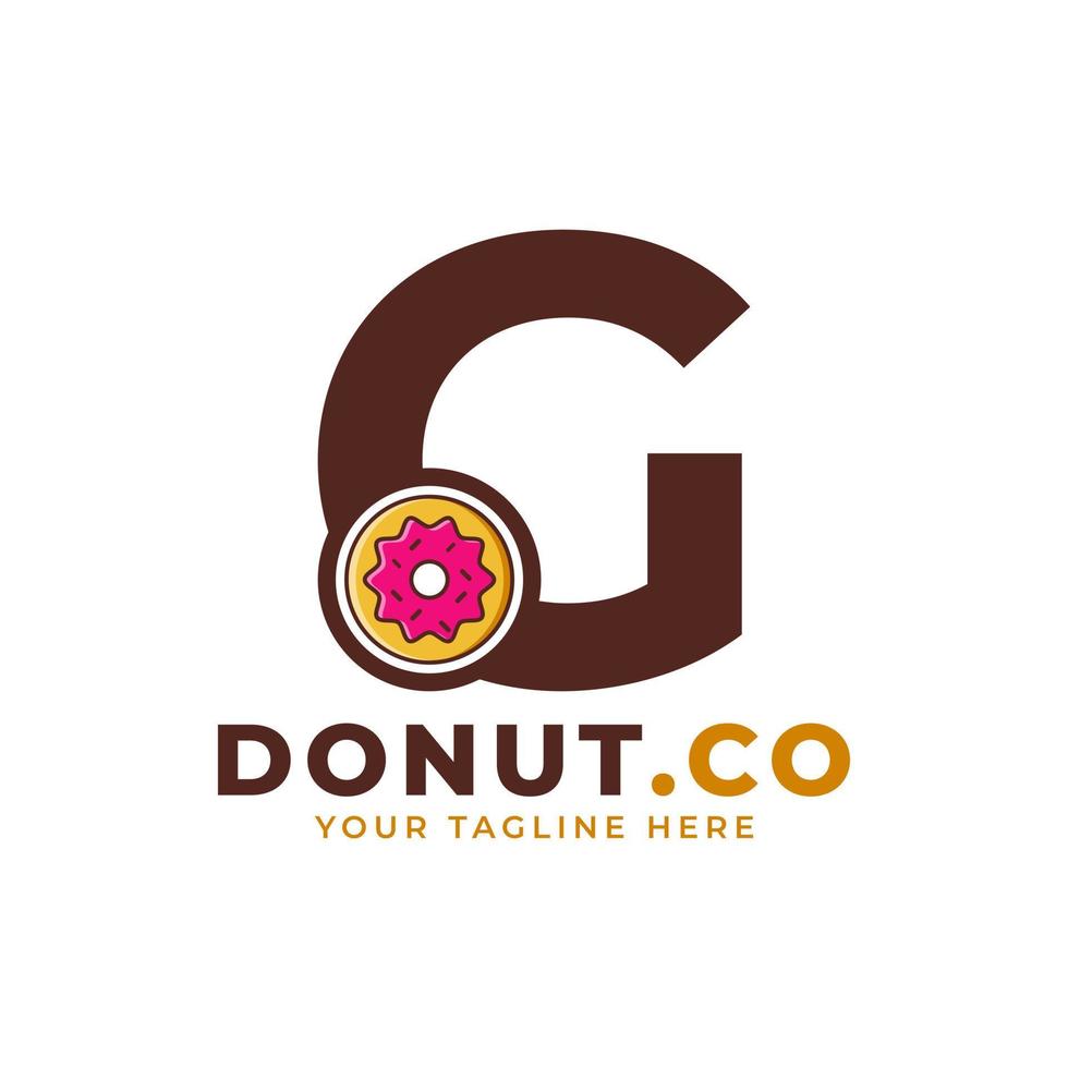 första bokstaven g söt munk logotyp design. logotyp för kaféer, restauranger, kaféer, catering. vektor